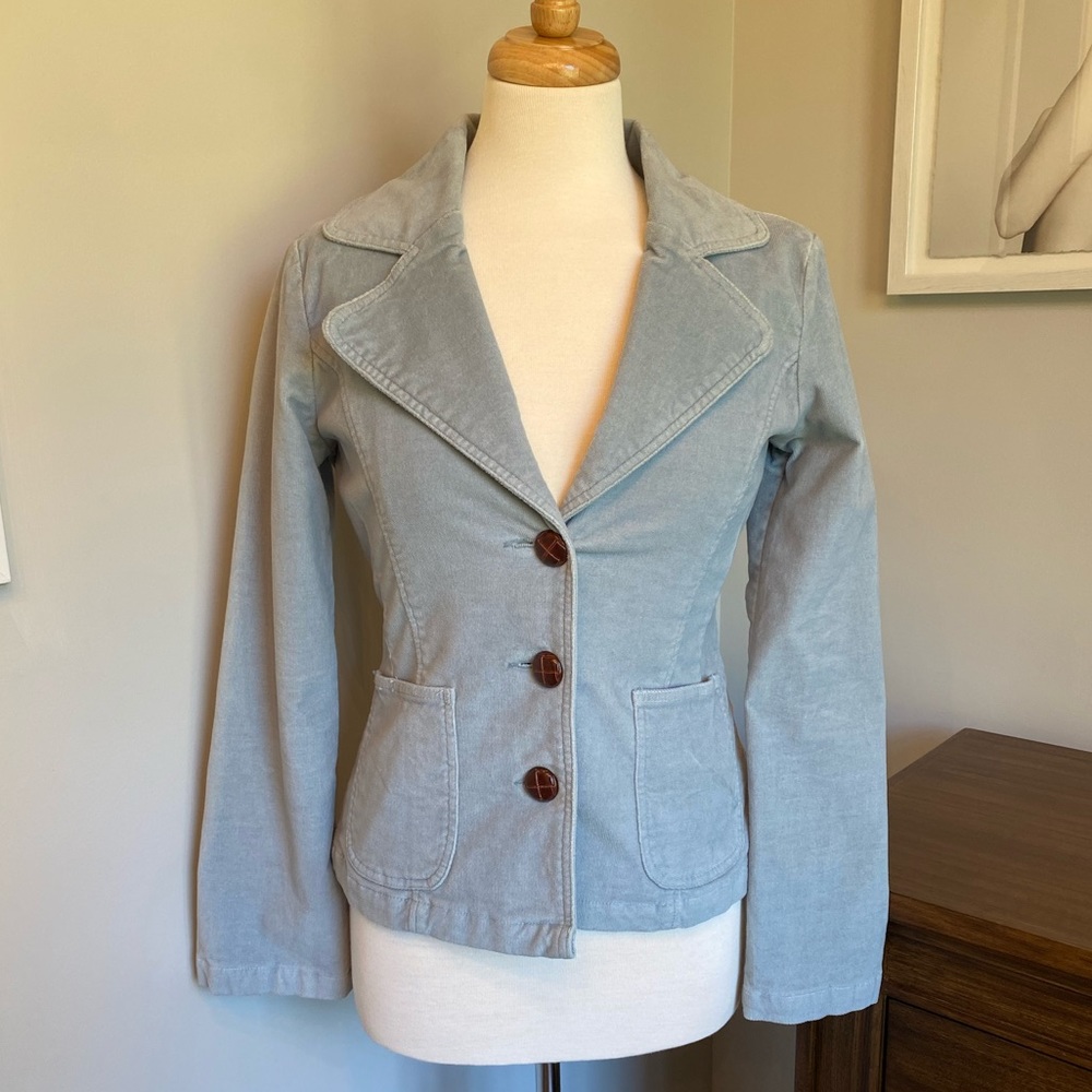 Tulle Powder Blue Corduroy Blazer Jacket